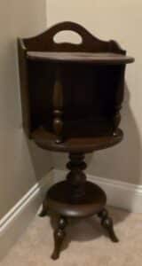 Antique-Wooden-Spool-Bedside-Table