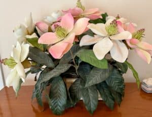Artificial-Magnolia-Arrangement-in-Woven-Planter