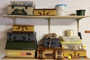 Assorted-Vintage-Fishing-Tackle-Boxes-and-Supplies