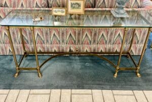 Brass-and-Glass-Console-Table-with-Hoof-Feet