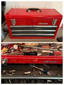 Craftsman-.-Drawer-Red-Metal-Toolbox-with-Assorted-Tools