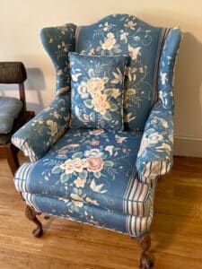 Ethan-Allen-Floral-Wingback-Armchair-with-Claw-Feet
