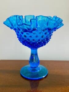 Fenton-Colonial-Blue-Hobnail-Ruffled-Compote