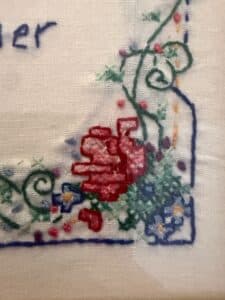 Framed-Our-Father-Prayer-Cross-Stitch-Sampler-with-Floral-Border-second-image