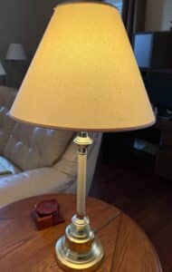 Frederick-Cooper-Brass-and-Lucite-Lamp-with-Shade