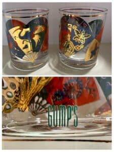 Gumps-Oriental-Fan-Tumbler-Glasses-Set-of-