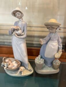 Lladro-Porcelain-Figurines-My-Puppies-and-Girl-with-Flowers-D-S