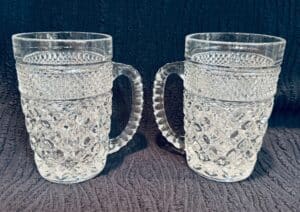 Pair-of-Anchor-Hocking-Wexford-Pressed-Glass-Mugs