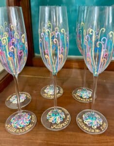 Set-of-Hand-Painted-Millennium-Champagne-Flutes