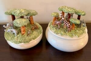Vintage-Ceramic-Animal-Diorama-Trinket-Boxes-Safari-Theme