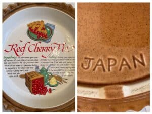 Vintage-Ceramic-Red-Cherry-Pie-Dish-with-Recipe-and-Lid-second-image