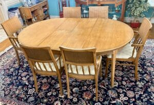 Vintage-Drexel-Furniture-Dining-Set-with-Cane-Back-Chairs