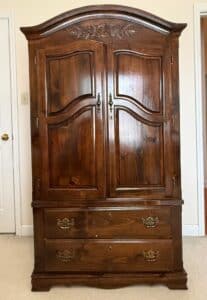 Vintage-Ethan-Allen-Armoire-with-Carved-Floral-Detail