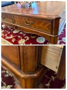 Vintage-French-Provincial-Parquet-Top-Coffee-Table-with-Drawer-second-image