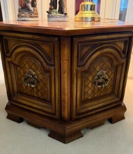 Vintage-Hexagonal-End-Table-with-Faux-Bamboo-Accents-by-Drexel-Heritage