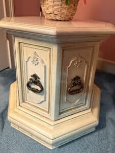 Vintage-Hexagonal-Pedestal-Side-Table-with-Drawer