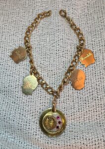 Vintage-K-Gold-Filled-Charm-Bracelet-with-North-Carolina-Seal-Medallion-and-Ruby-Accents