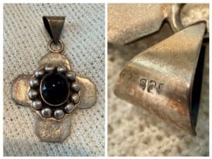 Vintage-Taxco-Sterling-Silver-Onyx-Cross-Pendant