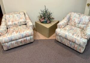 Vintage-Upholstered-Armchairs-with-Abstract-Flame-Stitch-Pattern