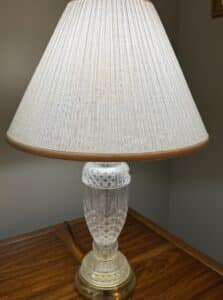 Waterford-Crystal-and-Brass-Table-Lamp-with-Pleated-Shade