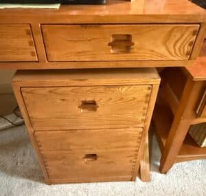 American-Signature-Oak-Writing-Desk-with-Hutch-and-File-Cabinet-second-image