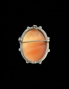 Antique-Hand-Carved-Shell-Cameo-Brooch-Pendant-in-Silver-Setting-second-image