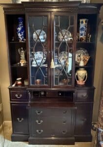 Antique-Mahogany-Breakfront-China-Cabinet-with-Secretary-Desk