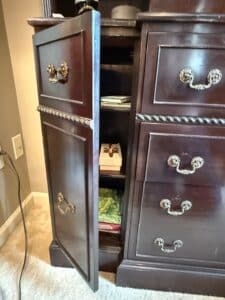 Antique-Mahogany-Breakfront-China-Cabinet-with-Secretary-Desk-second-image