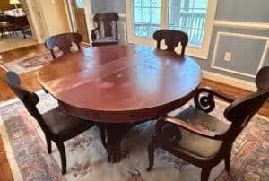 Antique-Mahogany-Dining-Table-with-Claw-Feet-and-Pedestal-Base