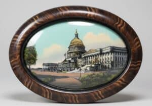 Antique-Reverse-Glass-Painting-of-U.S.-Capitol-Building