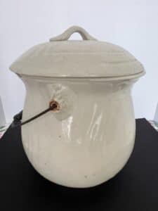 Antique-Stoneware-Butter-Churn-Pot-with-Lid-and-Bail-Handle