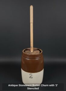Antique-Stoneware-Butter-Churn-with-Stenciled