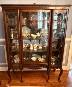 Antique-Walnut-China-Cabinet-with-Cabriole-Legs-and-Decorative-Molding