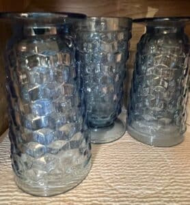 Blue-Whitehall-Cubist-Pattern-Glass-Tumblers-Set-of-