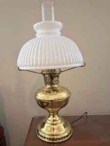 Brass-Oil-Lamp-with-Frosted-Glass-Shade