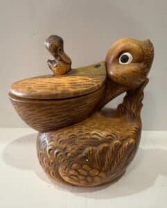 Ceramic-Pelican-Candy-Dish-with-Baby-Bird