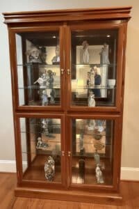 Custom Made Cherry Wood Lighted Curio Cabinet