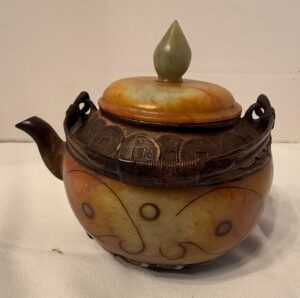 Chinese-Jade-and-Bronze-Teapot-with-Coin-Motif