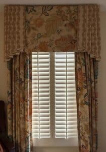Custom-Floral-Valance-and-Drapes-with-Yellow-Linen-Overlay