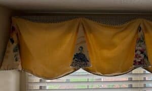 Custom-Floral-Valance-and-Drapes-with-Yellow-Linen-Overlay-second-image