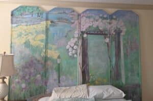 Four-Panel-Hand-Painted-Garden-Scene-Folding-Screen-1