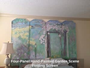 Four-Panel-Hand-Painted-Garden-Scene-Folding-Screen