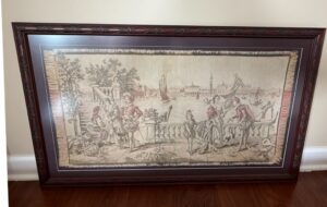 Framed-Jacquard-Tapestry-with-Venetian-Scene