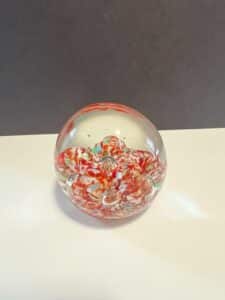 Glass-Paperweight-with-Millefiori-and-Bubbles