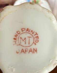 Hand-Painted-Japan-MT-Mark-Miniature-Teacup-and-Saucer-with-Bird-Figurine-second-image