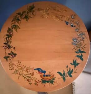 Hand-Painted-Wooden-Bar-Stool-with-Bird-Motif-second-image