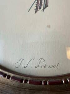 J.L.-Prevost-Bouquet-of-Roses-and-Lilacs-Floral-Lithograph-Oval-Framed-Art-third-image