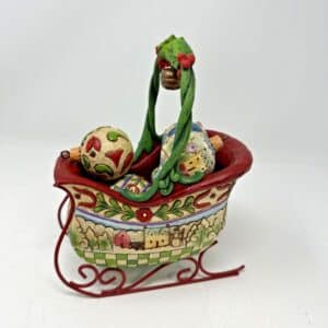 Jim-Shore-Sleigh-Bells-Ring-Set-of-Christmas-Sleigh-w-or-Hanging-Ornament-Figurine-