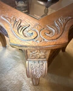 Schnadig-Carved-Wood-and-Glass-Top-End-Table-second-image