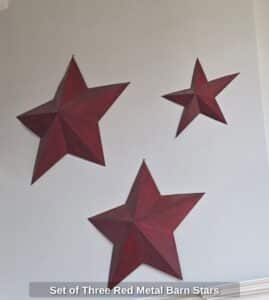 Set-of-Three-Red-Metal-Barn-Stars